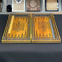 Нарди дерев'яні ручної роботи подарункові Тризуб 68×32см, фото 5