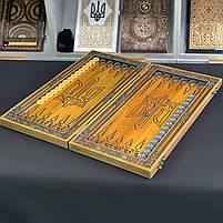 Нарди дерев'яні ручної роботи подарункові Тризуб 68×32см, фото 6