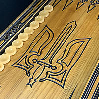 Нарди дерев'яні ручної роботи подарункові Тризуб 68×32см, фото 10