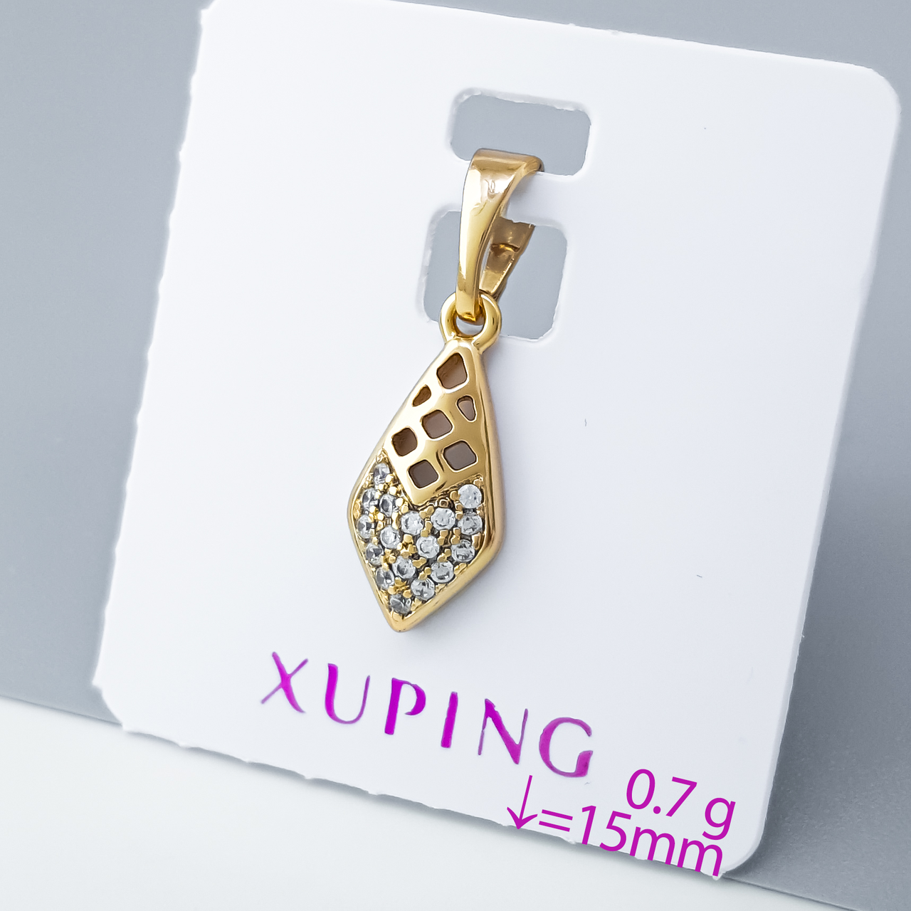 Кулон "Ажурний Ромб" з цирконієм, медичне золото Xuping 18К