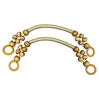 Ручки для сумки 47 см бежеві на кінці намистини з натурального дерева