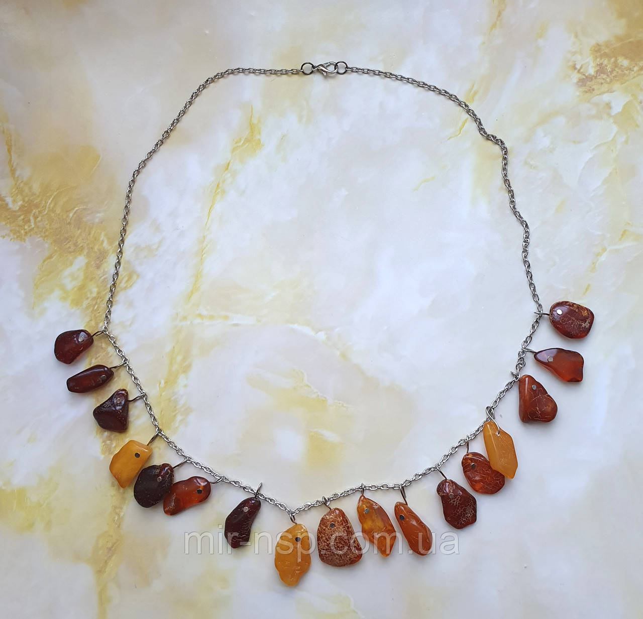 Колье 100% натуральный янтарь (не пресс, не плавка) вес 29г длина 62 см, фото 1