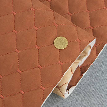 Автотканина Dinamika стьобана «Мідний Ромб з мідною ниткою», на синтепоні 7мм та флізеліні, ширина 135см