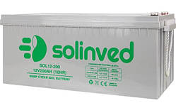 Акумуляторна батарея SOLINVED 200-12 GEL 12V 200 Ah (522 x 240 x 224), 60.3 kg Grey Q1/48