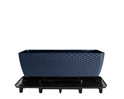 Вазон зі вставкою "Ротанг" (балконний) 50*18см. (граніт)