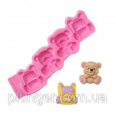 Молд кондитерський силіконовий для мастики  Ведмедик та рюкзак, фото 1