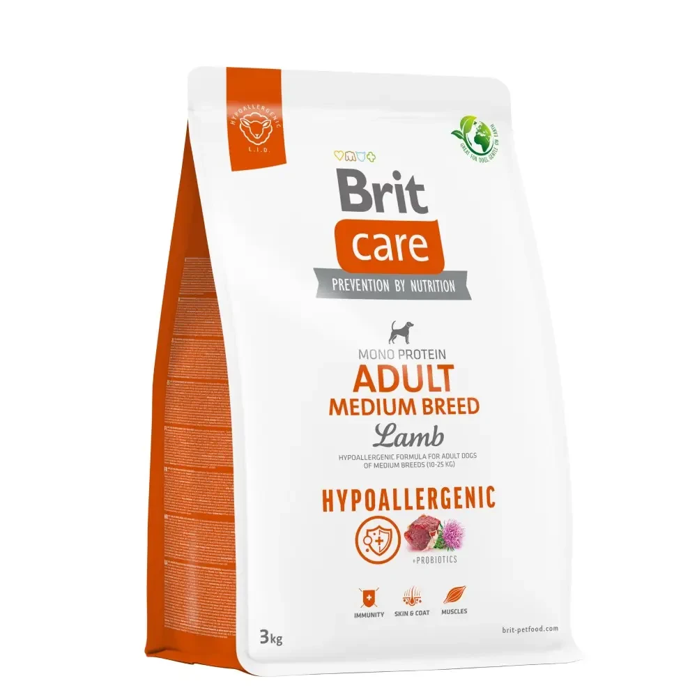 Сухий корм для собак Brit Care Dog Hypoallergenic Adult Medium Breed 3 кг - ягня, фото 1