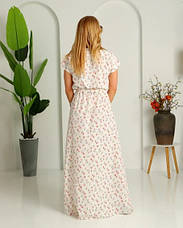 Сукня довга літня в молочному кольорі принтована квітами "Аліна". Розміри від 44 до 58, фото 2