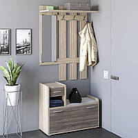 Передпокій із дзеркалом Тандем (лівостороння) Дуб сонома, Трюфель Еверест (90х38х200 см)