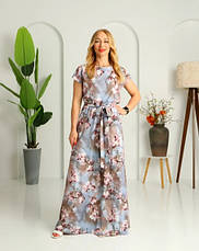 Довга легка сукня в сірому кольорі принтована магноліями "Аліна". Розміри 44-46, 48-50., фото 5