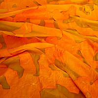 Шифон из натурального хлопка с вышивкой, оранжевого цвета