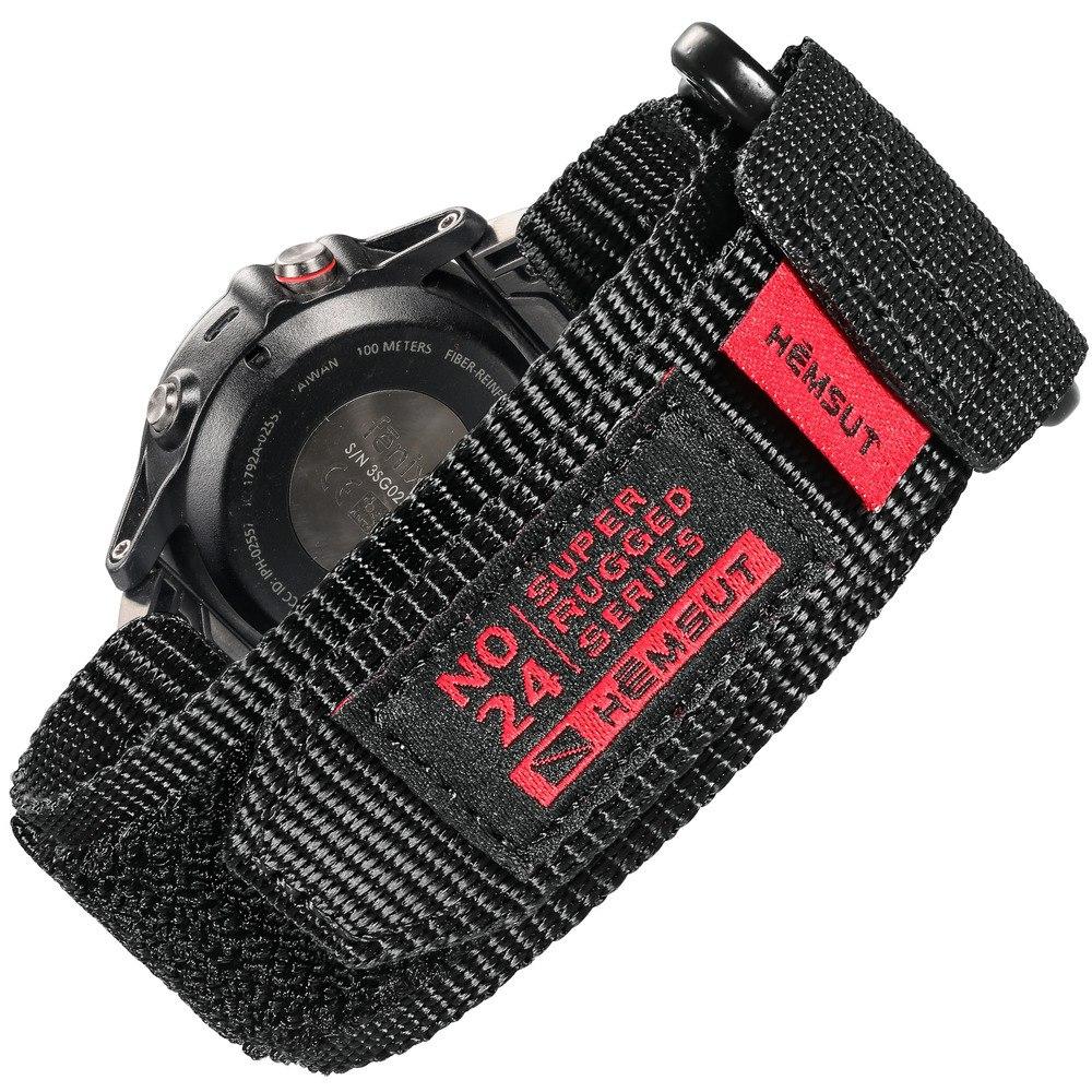Нейлоновий ремінець для годинника Garmin Hemsut HS121 Super Strong Nylon Black 22 mm чорний