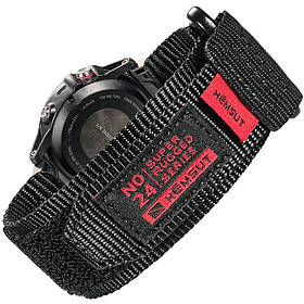 Нейлоновий ремінець для годинника Garmin Hemsut HS121 Super Strong Nylon Black 22 mm чорний