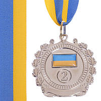 Медаль спортивна зі стрічкою 6.5 см UKRAINE C-3163 комплект 10 шт