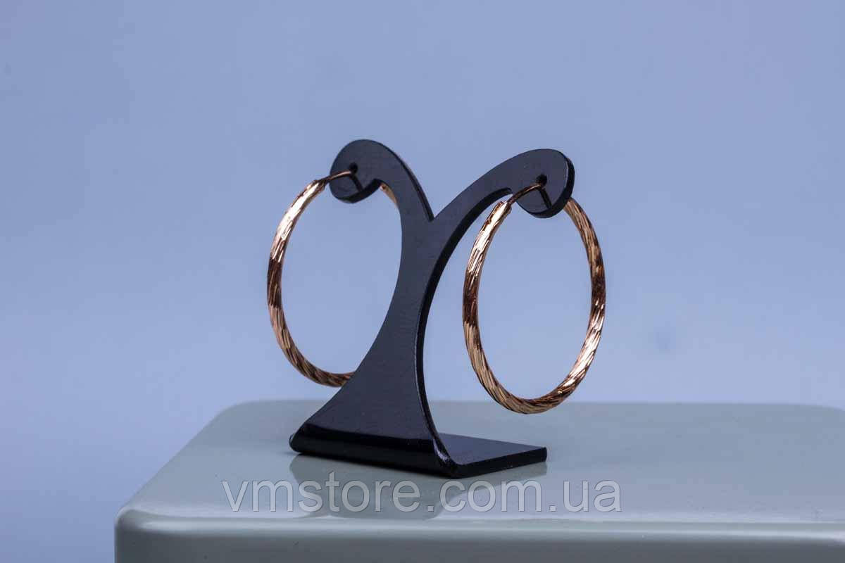 Сережки кільця позолота, сережки конго, діаметр 2,8 см