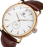 Чоловічий механічний годинник з автопідзаводом Forsining 8214 Gold-White-Brown, фото 7