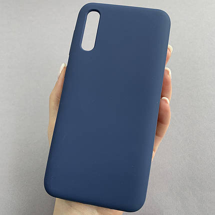 Чохол для Samsung Galaxy A50s кейс із мікрофіброю софт тач покриттям на телефон самсунг а50с темно-синій o9g, фото 1