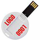 Флеш накопичувач USB 64ГБ у вигляді візитної картки КРУГЛИЙ білий колір під повнокольоровий друк лого під нанесення | Юсб флешка, фото 8