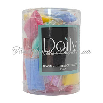 Трусики-стрінги одноразові жіночі DOILY в тубусі, різнокольорові, розмір універсальний, 25 шт/упаковка