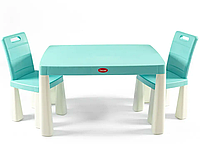 Дитячий комплект стіл та два стільці Doloni (пластиковий) Бірюзовий