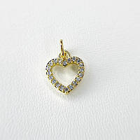 Ювелірна біжутерія сплав Finding Кулон гіпоалергенний підвіска серце циркон Золотистий 11 мм K18007