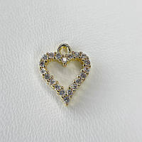 Ювелірна біжутерія сплав Finding Кулон гіпоалергенний підвіска серце циркон Золотистий 12 мм K18009