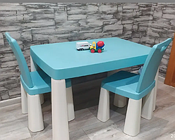 Дитячий пластиковий стіл + два стільці Doloni (Бірюзовий)
