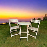 Стіл та два Стульця Комплект Кавовий Розкладний для Вуличних кафе, Балконів, Кухні, фото 4