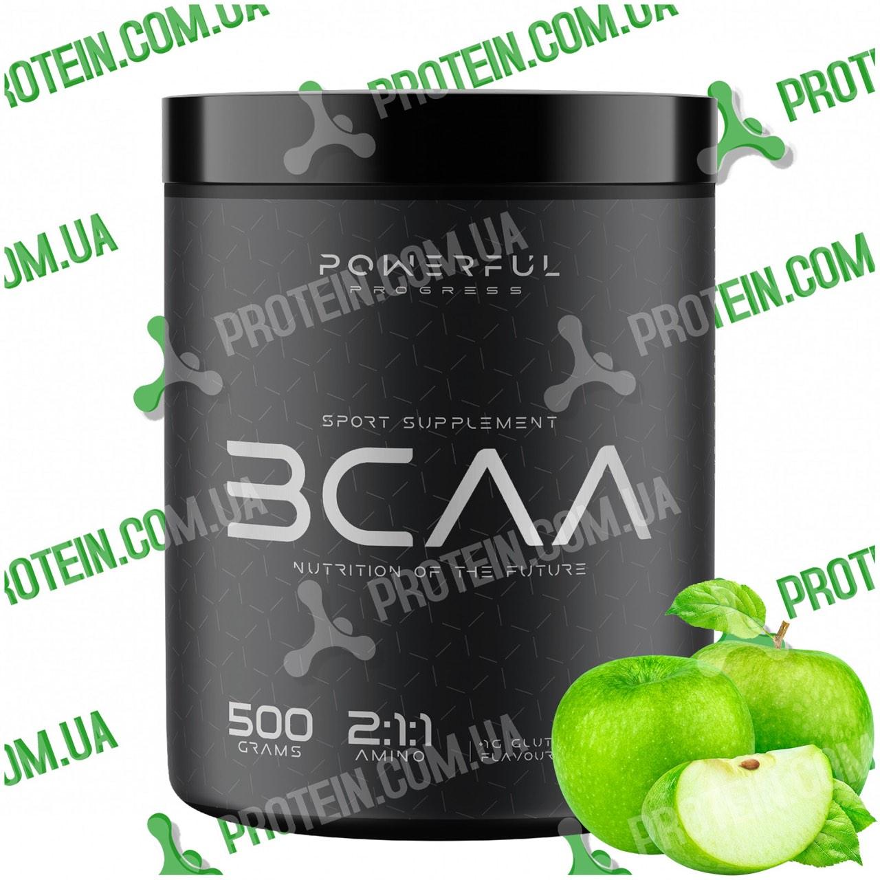 Амінокислоти Powerful Progress BCAA 2:1:1 500 г Green Apple Зелене Яблуко, фото 1