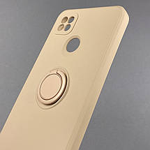 Чохол для Xiaomi Redmi 9C матовий з кільцем-тримачем чохол на телефон сяомі редмі 9с пудровий cfc, фото 4
