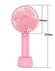 Ручний портативний вентилятор Portable Mini Fan X9 на акумуляторі з ручкою міні вентилятор USB Рожевий, фото 5