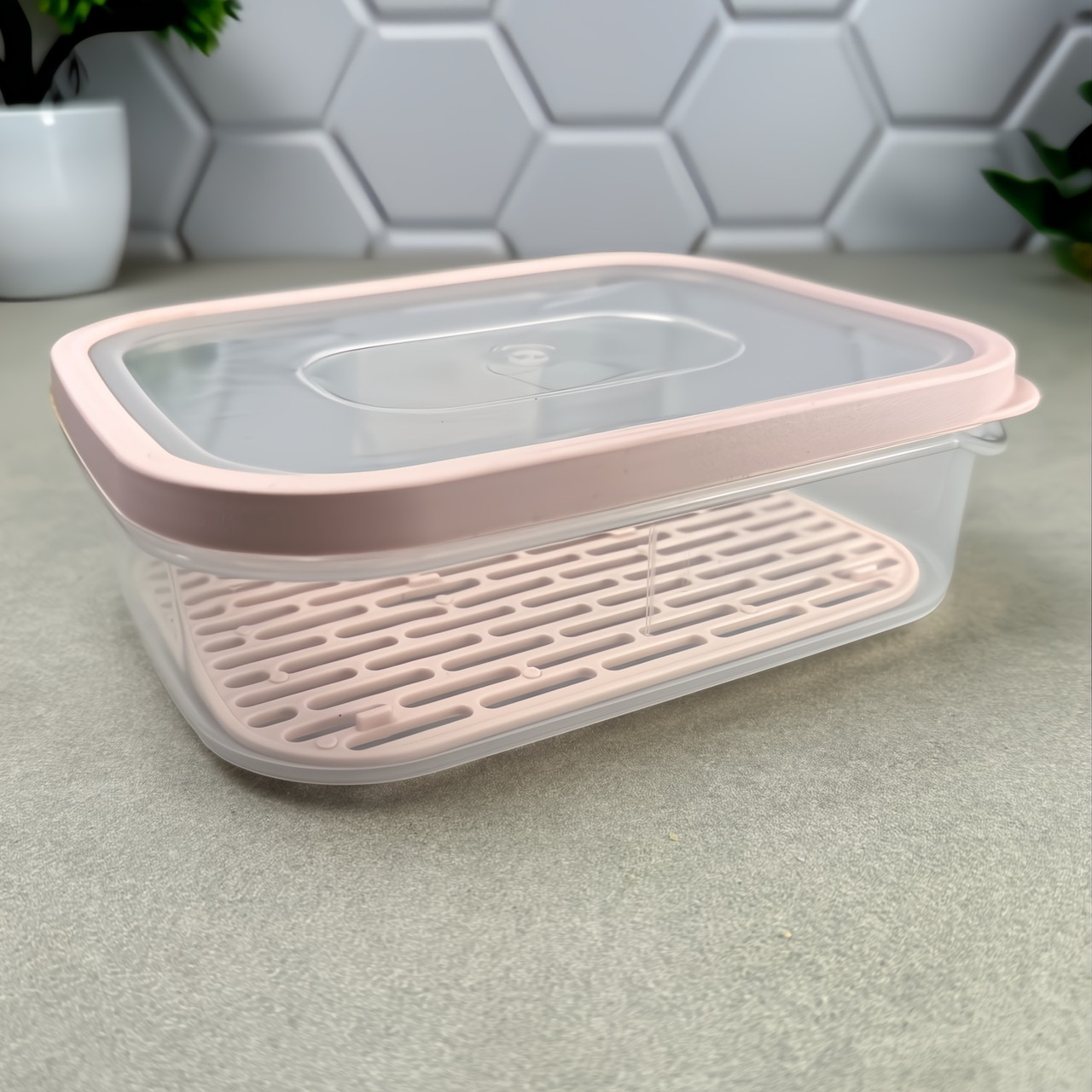 Пластиковий харчовий контейнер 0.75 л з дренажною підставкою Storage Box AK712, фото 1