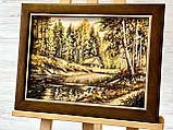 Картина пейзаж з бурштину '' Хатинка в лісі", Краєвид з бурштину 30*40 см, фото 2