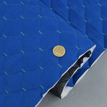 Автотканина Dinamika стьобана «Синій Ромб з ниткою морська хвиля», на синтепоні 7мм та флізеліні, ширина 135см