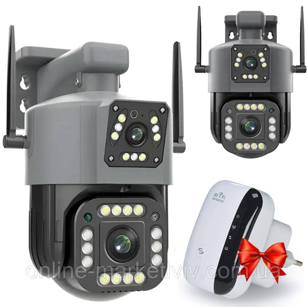 Вулична WiFi камера Qettopo V380 + Подарунок WiFi ретрансляція в розетку МТ02 / Поворотна IP камера спостереження