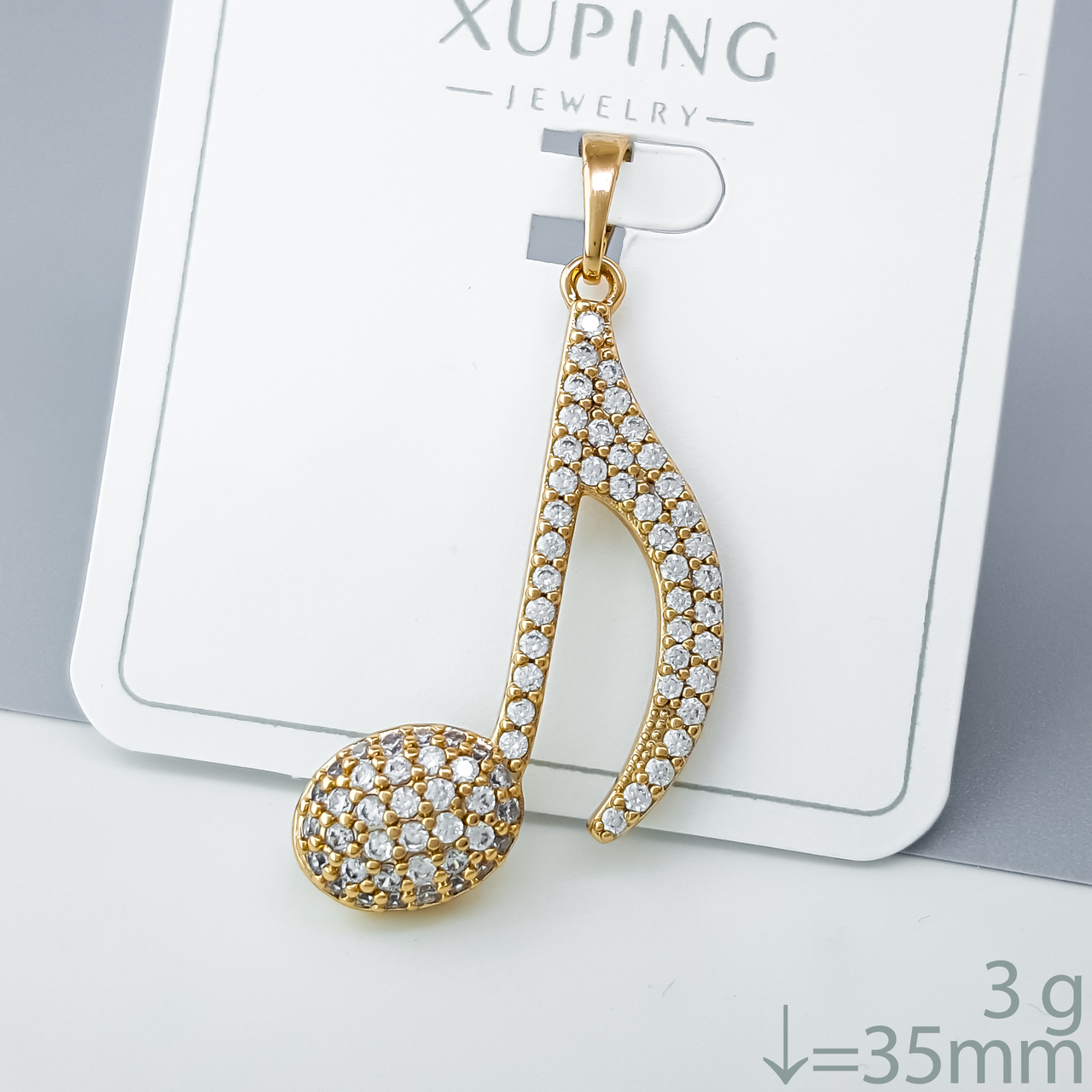 Кулон "Нотка" з розсипом каміння, медичне золото Xuping 18К