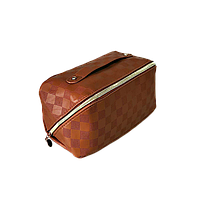 Косметичка із застібкою-блискавкою і ручкою, портативна дорожня косметичка KS-224/13 коричнева