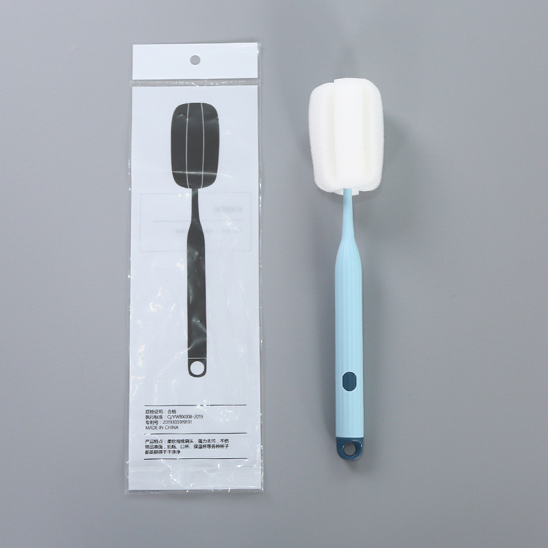 Губка з ручкою для миття склянок 27х5 см 1 шт. Блакитний, фото 1