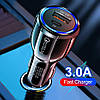Автомобільна швидка зарядка QC 3.0 usb+type-c. Авто заряджання на 2 порти. Автомобільна зарядка 12V, фото 9