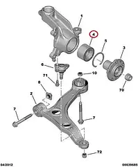 Підшипник передньої маточини на Renault Master 3, Movano B (10-...), 402103708R, 95516872, 44222291