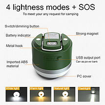 Ліхтар ручний кемпінговий Portable Light, 5 режимів, Powerbank 3600mAh, магніт, IP65 Чорний, фото 2