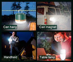 Ліхтар ручний кемпінговий Portable Light, 5 режимів, Powerbank 3600mAh, магніт, IP65 Чорний, фото 5