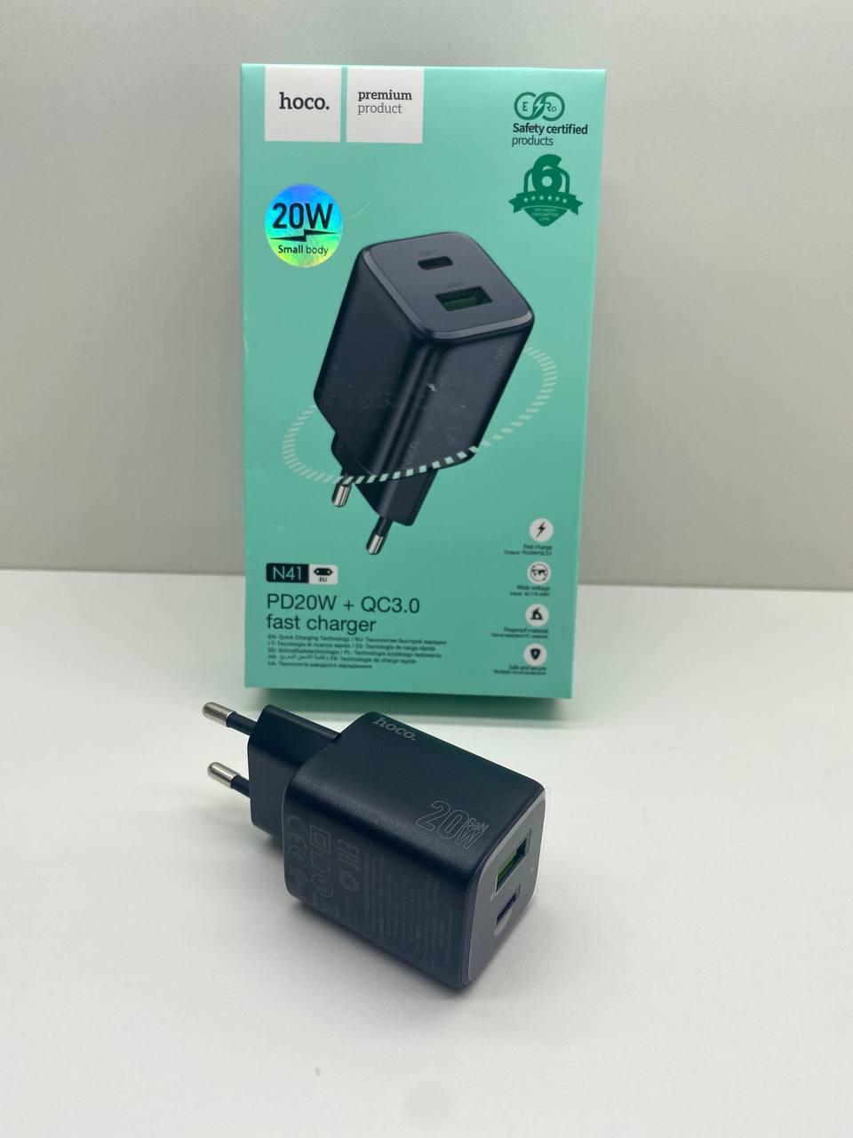 Мережевий адаптер Hoco N41 Almighty PD20W+QC3.0 (Чорний)