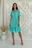 Літня полупрозора сукня з воланом та відкритими плечима 44-50 розміри м'ятна, фото 2