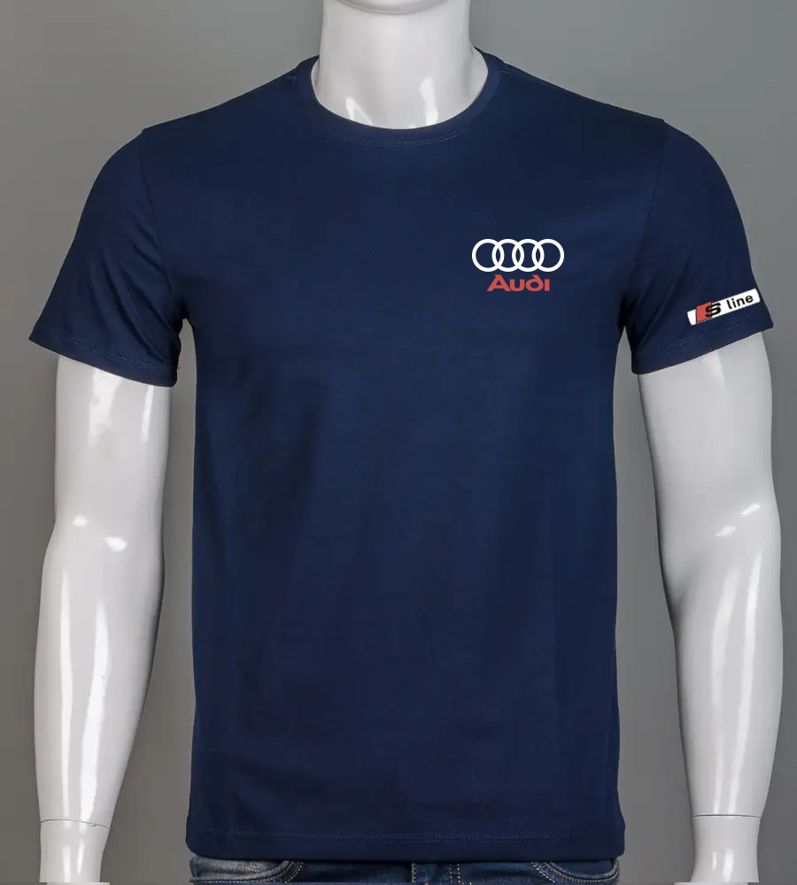 Футболка чоловіча AUDI 2250м (Уп.4шт M-XXL), Темно-синій, фото 1