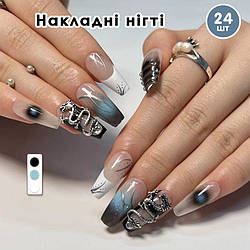 Накладні нігті 24 шт. + клей для нігтів, типси балерина для манікюру