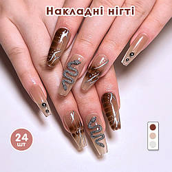 Накладні нігті 24 шт. + клей для нігтів, типси балерина для манікюру