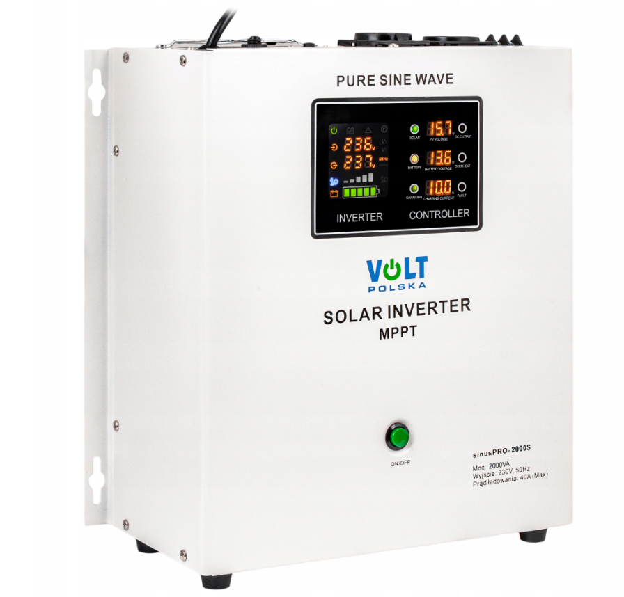 Гібридний ДБЖ/інвертор Volt Polska SINUS PRO 2000 S 24/230V 1400/2000W + 40A MPPT 100V (3SPS200024), фото 1