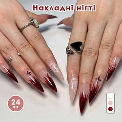 Накладні нігті 24 шт. + клей для нігтів, типси стилет для манікюру