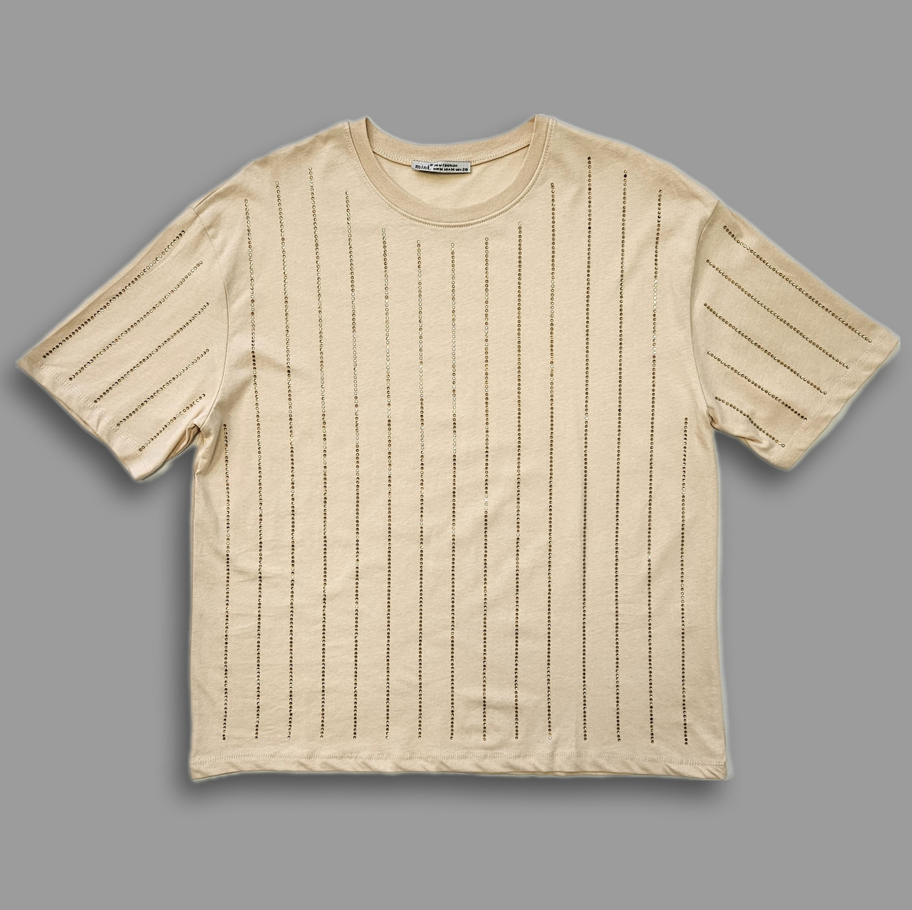 Футболка зі стразами жіноча бежева. S, M, L, фото 1